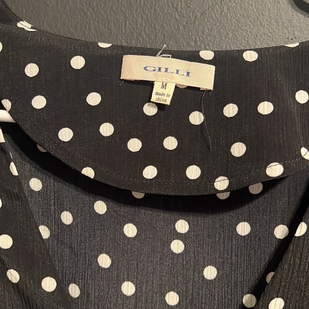 Black Polka Dot Button Front Romper - image 2